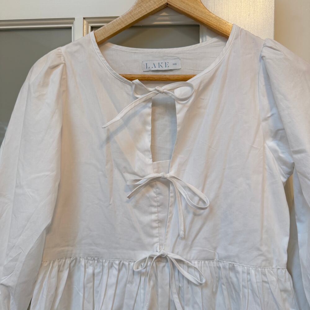 Lake Pajama Poplin Triple Tie Dress XXS NWOT - Picture 3 of 7